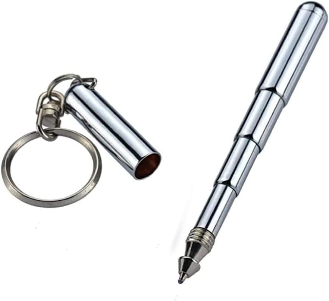 1 piece Retractable mini pen made of stainless steel Metal Tool Pen Retractable pocket pen keychain Dad gadgets, birthday, Christmas for Students, Office Staff, Construction Workers