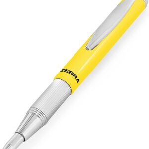 ZEBRA Telescopic Brights Retractable Ballpoint Pen - 1.0mm - BLUE INK - Yellow Barrel + 2 Black Refills