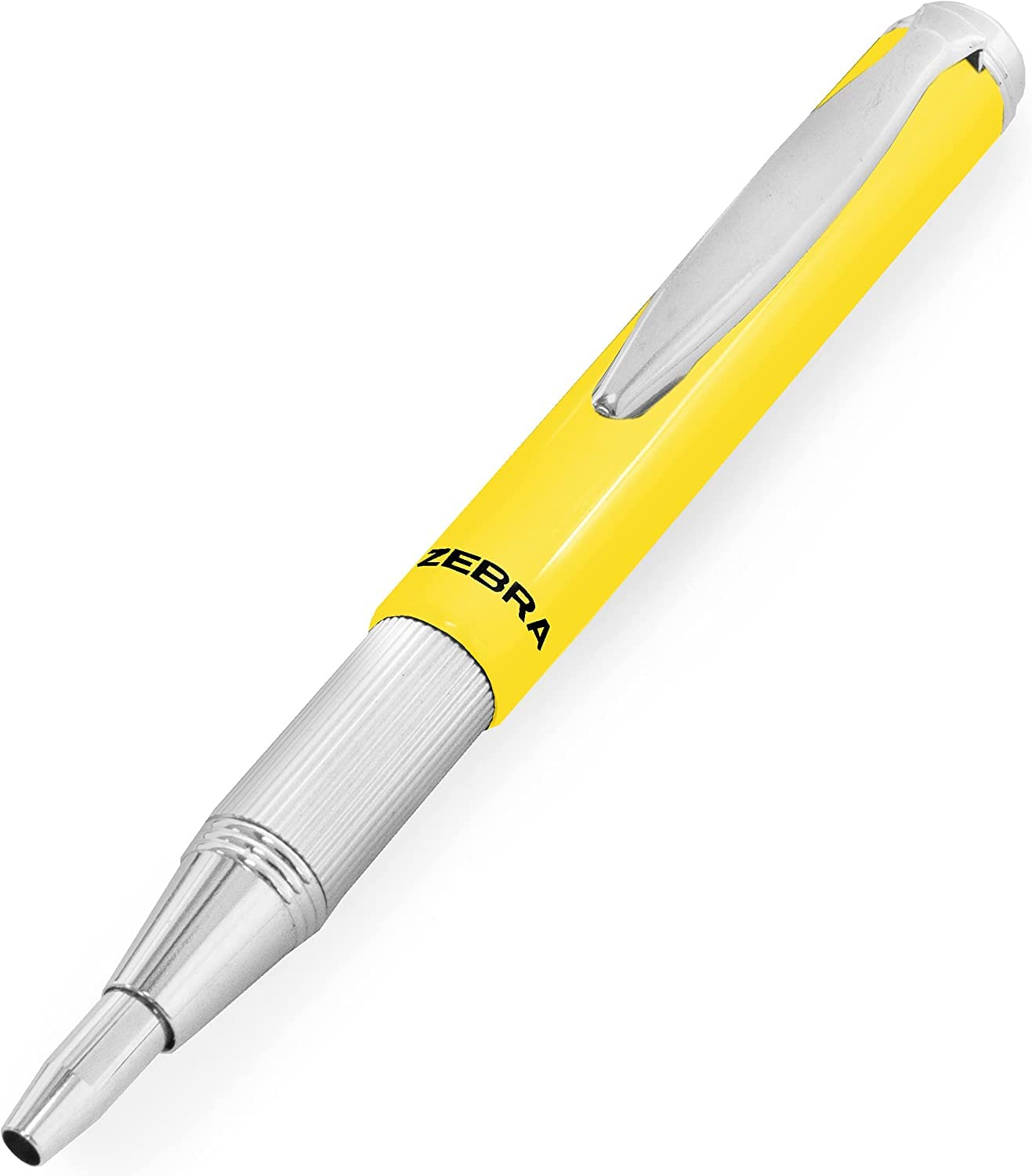 ZEBRA Telescopic Brights Retractable Ballpoint Pen - 1.0mm - BLUE INK - Yellow Barrel + 2 Black Refills