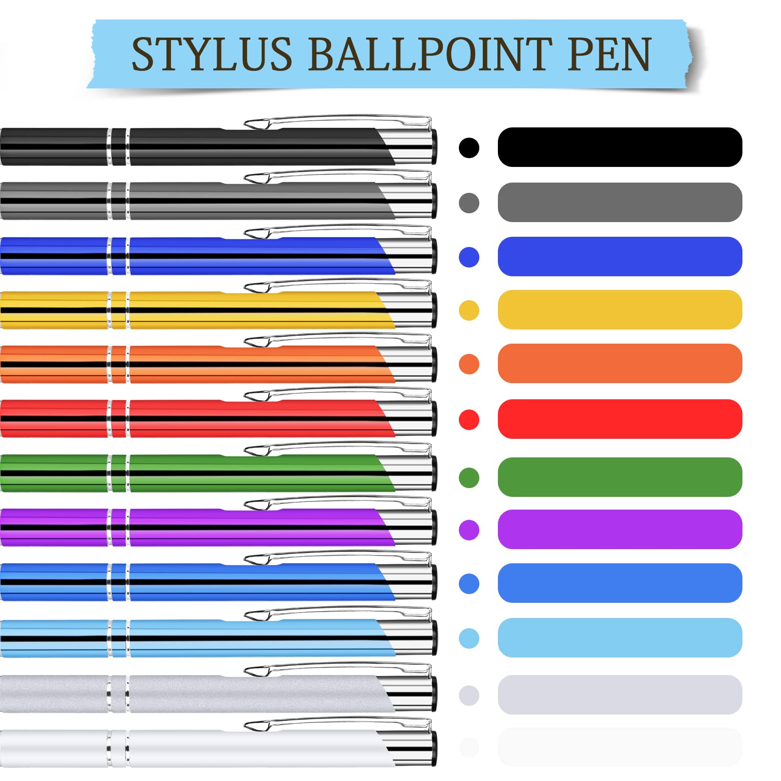 AUAUY Ballpoint Pens, 12 PCS Ballpoint Pens Funny Pen, Retractable Ballpoint Pens, Metal Comfortable Writing Pens 1 mm Black Ink Ballpoint Pens for Colleagues Teachers Adults Students(Mixed Color)