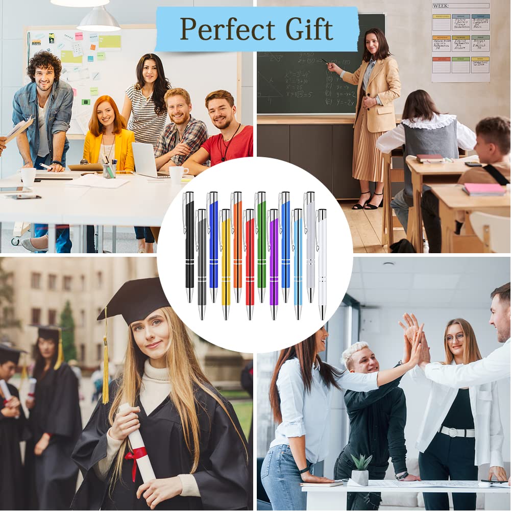 AUAUY Ballpoint Pens, 12 PCS Ballpoint Pens Funny Pen, Retractable Ballpoint Pens, Metal Comfortable Writing Pens 1 mm Black Ink Ballpoint Pens for Colleagues Teachers Adults Students(Mixed Color)