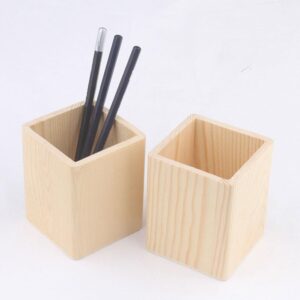 Garneck 2Pcs Wooden Pen Holder Stylish Desk Pencil Holder Diy Stationery Organizer Sturdy Holder For Cosmetics, Toothbrushes, Kitchen Utensils And Succulents