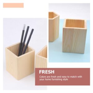 Garneck 2Pcs Wooden Pen Holder Stylish Desk Pencil Holder Diy Stationery Organizer Sturdy Holder For Cosmetics, Toothbrushes, Kitchen Utensils And Succulents