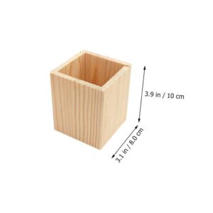 Garneck 2Pcs Wooden Pen Holder Stylish Desk Pencil Holder Diy Stationery Organizer Sturdy Holder For Cosmetics, Toothbrushes, Kitchen Utensils And Succulents