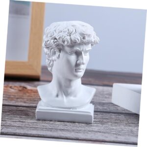 Ciieeo 3pcs Box Toothpick Holder Greek Statue Planter Toscano Statue David Head Sculpture Toothpick Bottle Pencil Holder for Desktop Pencil Holder Desk Topper White Household Resin Greece