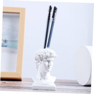 Ciieeo 3pcs Box Toothpick Holder Greek Statue Planter Toscano Statue David Head Sculpture Toothpick Bottle Pencil Holder for Desktop Pencil Holder Desk Topper White Household Resin Greece