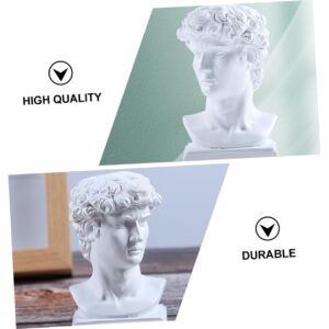 Ciieeo 3pcs Box Toothpick Holder Greek Statue Planter Toscano Statue David Head Sculpture Toothpick Bottle Pencil Holder for Desktop Pencil Holder Desk Topper White Household Resin Greece