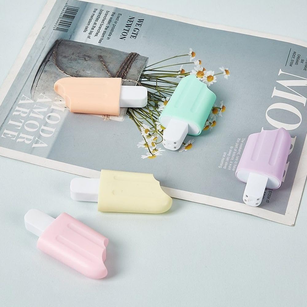 6PCS Cute Highlighter Pen,Mini Ice Cream Painting Marker Pen Drift Bottles Marker Pen Mini Paint Marker Pen(Popsicles)