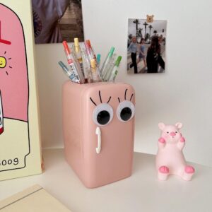 1PCS Mini Pen Holder,Portable Pen Holder Large-capacity Waterproof Storage Box Kawaii Pen Holder for Office(white)