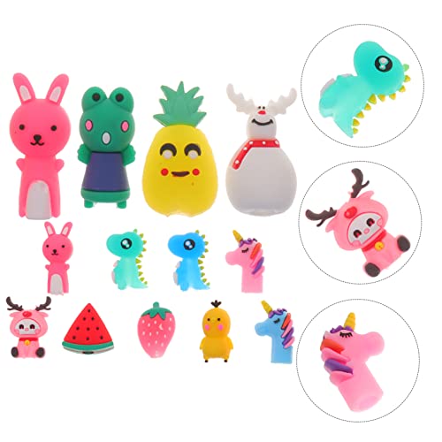 VILLCASE 150 Pcs Pencil Cap Pen Case Sensory Small Pencil Caps Fruit Pencil Toppers Adorable Pencil Protectors Animal Pencil Caps Cartoon Pen Sleeves Child Mini Pointed Hat