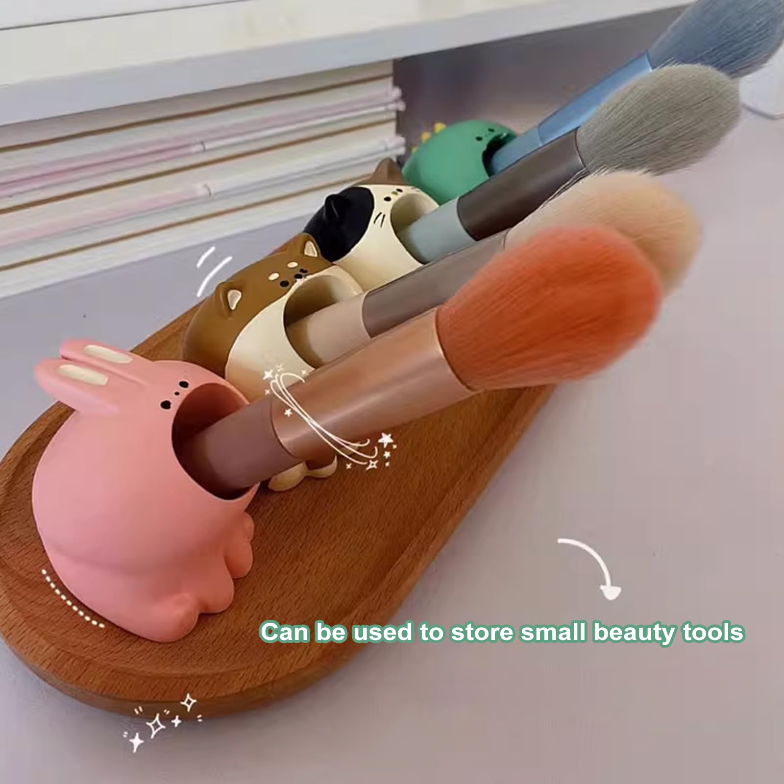 Cute Pen Pencil Holder,Kawaii Resin Animals Organizer,Creative Dinosaur With Wide Mouth Pencil Holder,Cartoon Toothbrush Holder,Mini Storage Decorations for Office Desk Dressing Table(Dinosaur)