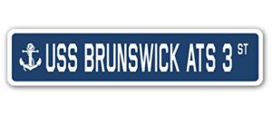 uss brunswick ats 3 street sign us navy ship veteran sailor gift