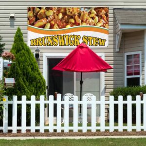 Vinyl Banner Multiple Sizes Brunswick Stew Outdoor Advertising Printing Restaurant & Food Outdoor Weatherproof Industrial Yard Signs Orange 4 Grommets 12x30Inches