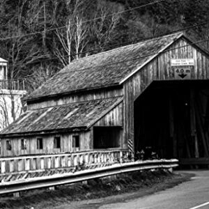 Laminated Irish River Covered Bridge New Brunswick B&W Photo Photograph Poster Dry Erase Wall Art 24x16