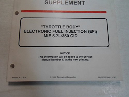 MerCruiser Throttle Body EFI MIE 5.7L 350 CID Service Manual Supplement WATER DAMAGED