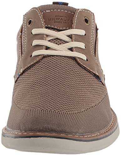 Nunn Bush Men's Otto Plain Toe Knit Oxford Lace Up with Lightweight Sole, Taupe, 12 Wide