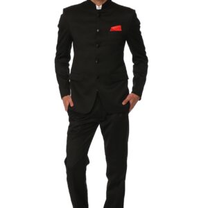 Men's Ethnic Contemporary Wedding Bandhgala Jodhpuri Suit Set-3 Colors Available Black