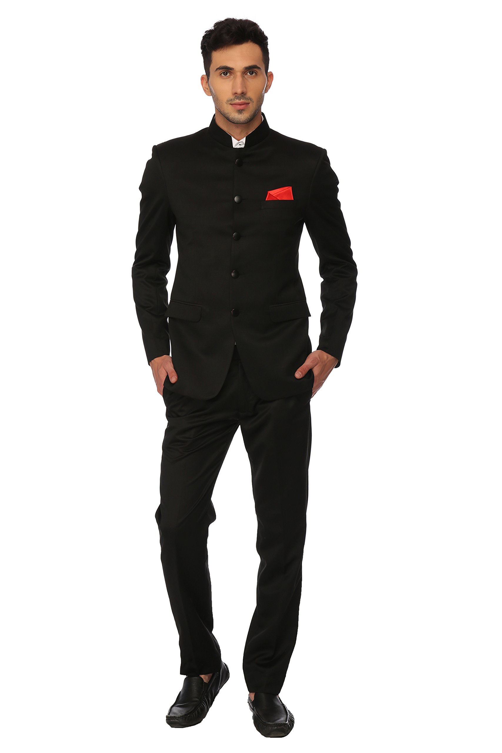 Men's Ethnic Contemporary Wedding Bandhgala Jodhpuri Suit Set-3 Colors Available Black