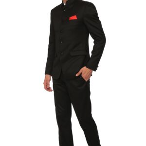 Men's Ethnic Contemporary Wedding Bandhgala Jodhpuri Suit Set-3 Colors Available Black