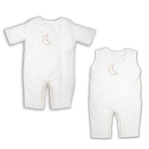 baby brezza 2-in-1 baby sleepsuit - unique swaddle transition sleepsuit - breathable with mesh panels - converts from sleepsuit to sleep vest, 3-6 months, cream