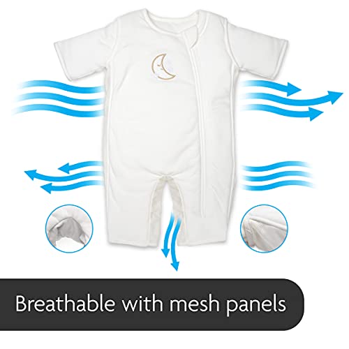 Baby Brezza 2-in-1 Baby Sleepsuit - Unique Swaddle Transition Sleepsuit - Breathable with Mesh Panels - Converts from Sleepsuit to Sleep Vest, 3-6 Months, Cream