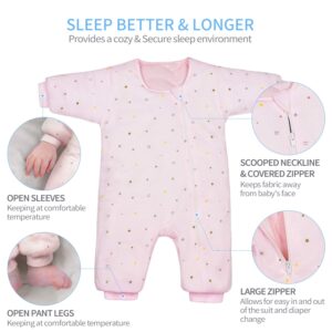 BBTKCARE Sleep Sack - Cotton Wearable Blanket，Warm Baby Pajamas for Toddler 3-6 Month-Pink