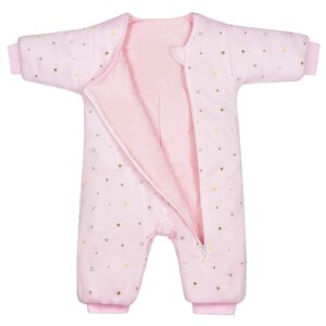 BBTKCARE Sleep Sack - Cotton Wearable Blanket，Warm Baby Pajamas for Toddler 3-6 Month-Pink