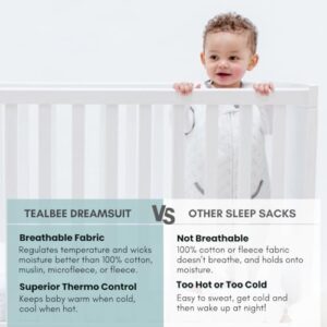 Tealbee Dreamsuit: Toddler Sleep Sack with Feet 12-18 Months, 18-24 Months - 1.2 TOG All Season Baby Wearable Blanket for Walkers - Rayon Made from Bamboo, Organic Cotton Sleep Bag - Love Milk