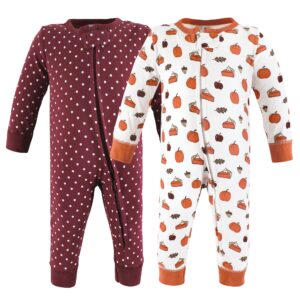 hudson baby unisex baby cotton sleep and play, pumpkin pie, 3-6 months