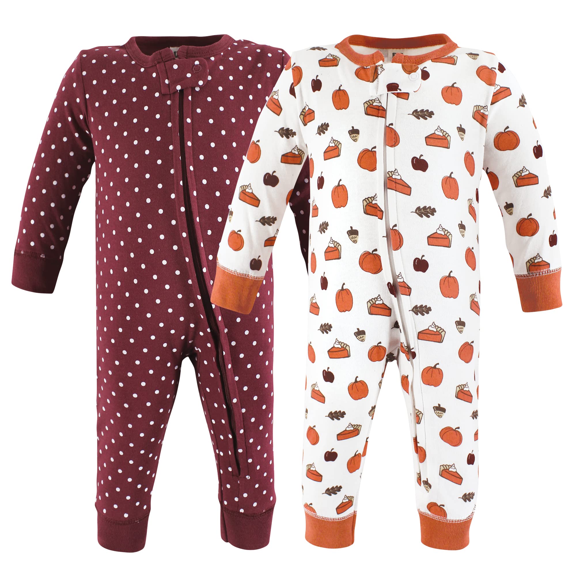 Hudson Baby Unisex Baby Cotton Sleep and Play, Pumpkin Pie, 3-6 Months