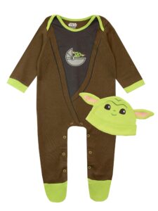 star wars baby boys sleepsuit and hat set the mandalorian baby yoda multicolured 9-12 months