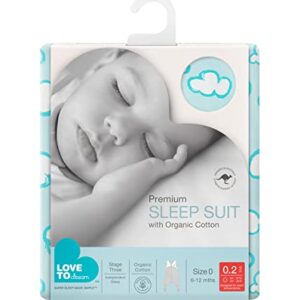 Love to Dream Lite Organic Baby Sleep Suit (12-24 Mo), Super Soft Temp Regulating Sleeping Suit, 0.2TOG Lightweight Wearable Blanket, Turquoise