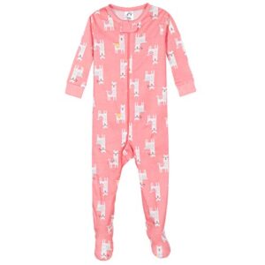 Gerber Baby Girls' 4-Pack Footed Pajamas, Love Llamas Pink, 6 Months