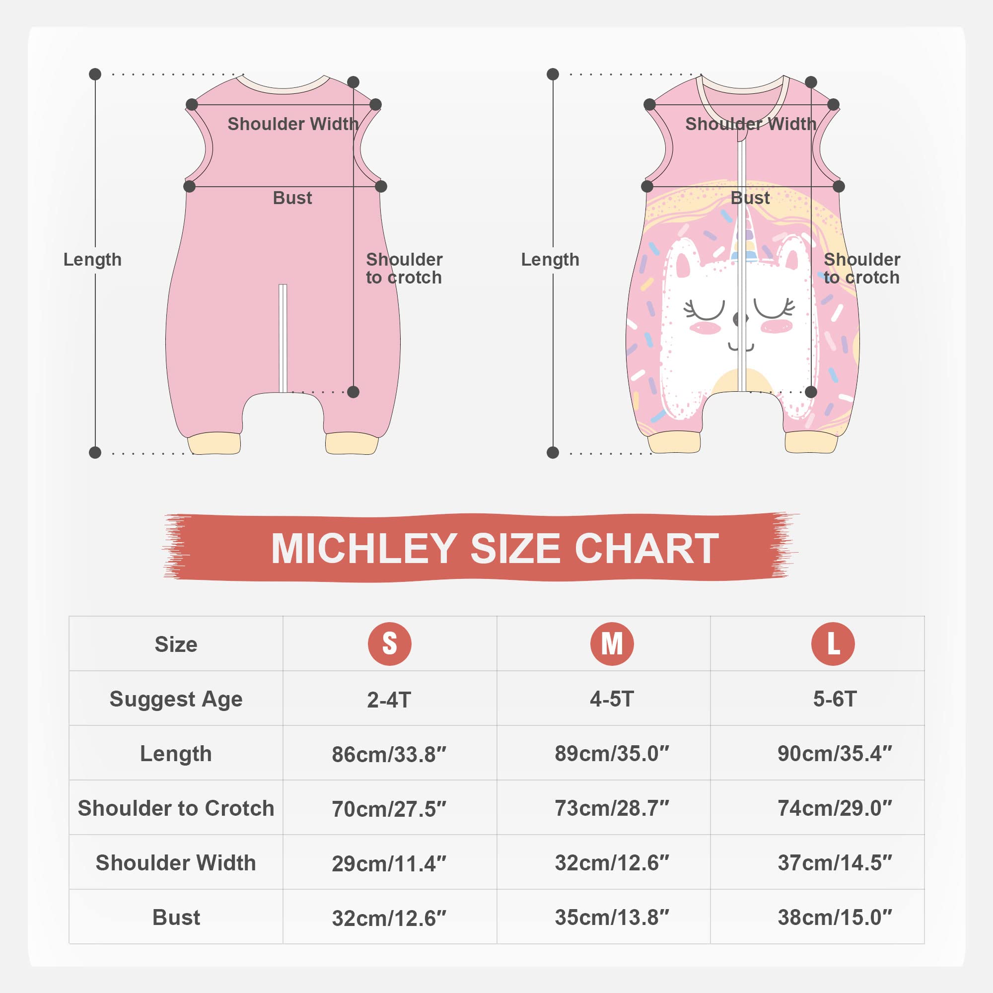 MICHLEY Baby Sleeping Bag Sack with Feet Spring Autumn 2-Way Zipper Swaddle Wearable Blanket Sleeveless Breathable Sleepsuit for Boys and Girls, 5-6T, Pink Unicorn