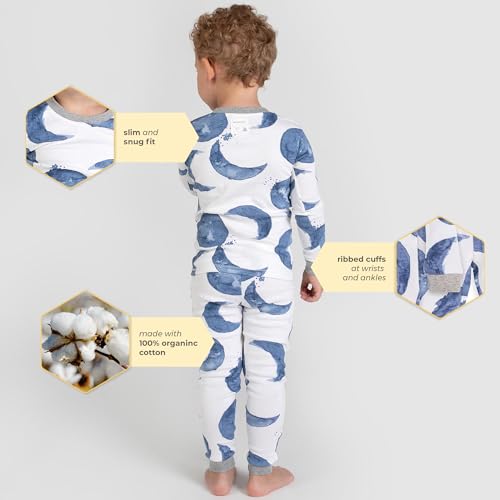 Burt's Bees Baby Baby Boys' Pj Set, Tee and Pant 2-piece Pajamas, 100% Organic Cotton, Autumn Wagons, 3 Years