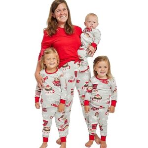 HonestBaby 2-Piece Family Matching Holiday Pajamas Organic Cotton for Men, Women, Kids, Toddlers, Baby Boys, Girls, Unisex Pets, Hedgehog N Cocoa