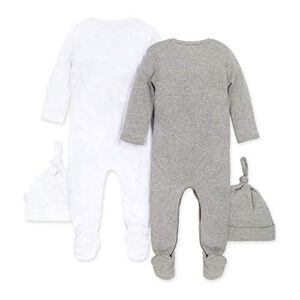 Burt's Bees Baby 'baby-boys' Matelasse Organic Kimono One Piece Jumpsuit and Toddler Footie, Heather Grey/White 2-pk, 3-6 Months US