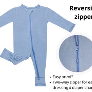 GUISBY Baby Pajamas Footless, Comfy Long Sleeve with Zipper Sleepers Light blue 18-24 Months