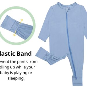 GUISBY Baby Pajamas Footless, Comfy Long Sleeve with Zipper Sleepers Light blue 18-24 Months