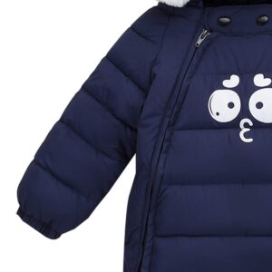 Happy Cherry Baby Winter One Piece Snowsuit with Hood Gloves Zipped Toddler Padded Sleepsuit Navy