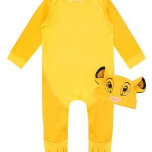 Disney Baby Boys' Lion King Footies and Hat Set Simba Size 12M Yellow