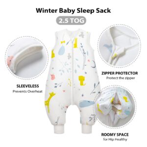 Mosebears Baby Sleep Sack with Feet，Baby Winter Sleep Sack for Toddler Thicken 2.5 TOG (18-36 Months, Baby height 34-38 inches)