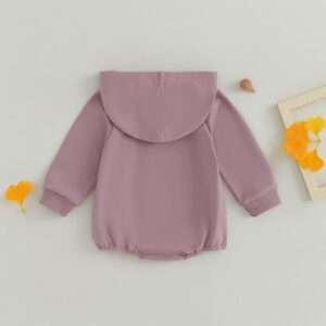 Endorothii Infant Baby Boy Girl Fall Clothing Hoodies Sweatshirt Romper Solid Long Sleeve Bodysuit Outfit Winter Clothes (Purple, 6-12 Months)