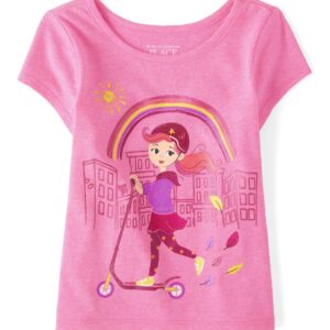 The Children's Place Baby-Girls And Toddler Girls Short Sleeve Graphic T-shirt Pink Scooter 12-18 Months