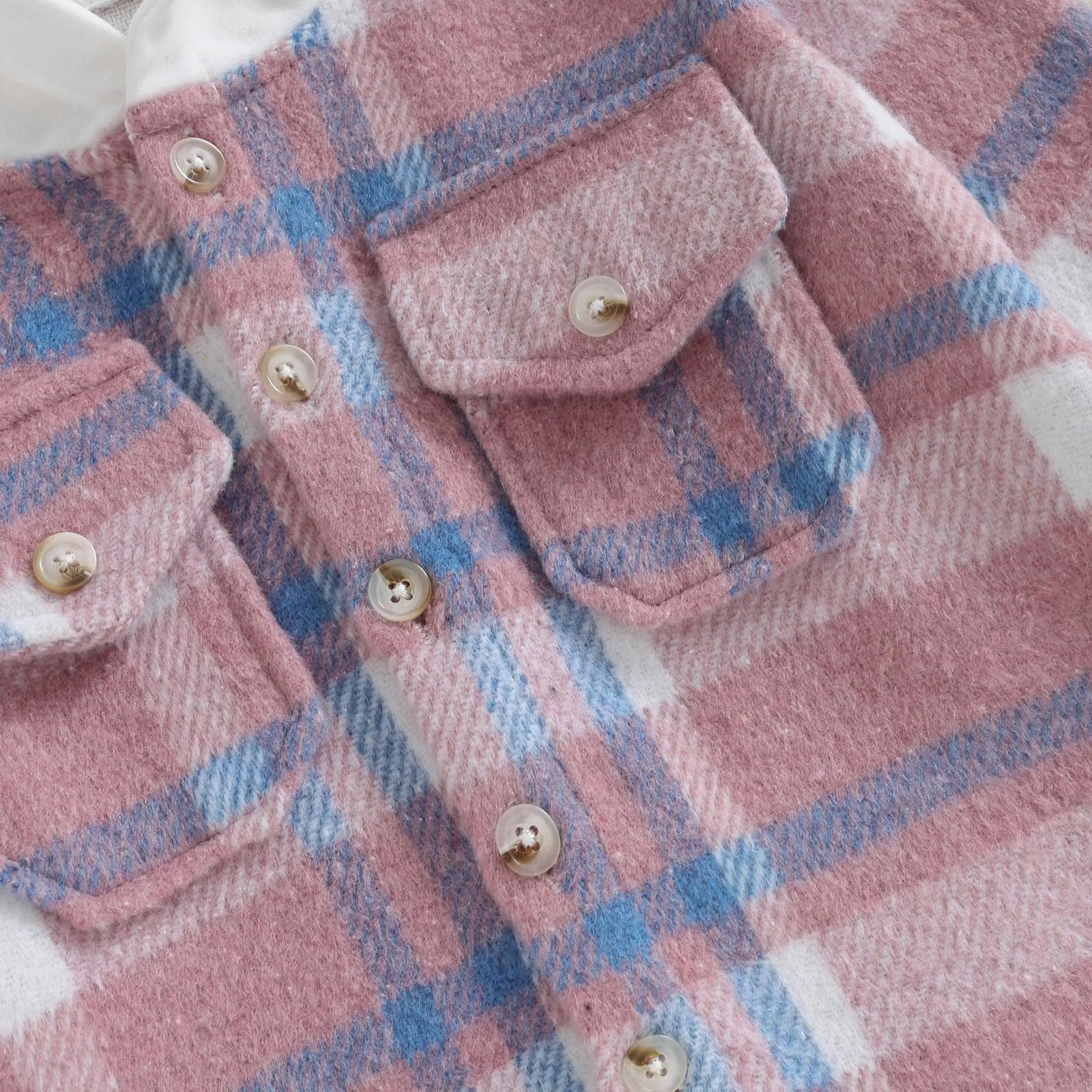 Amiblvowa Toddler Baby Boy Girl Fall Winter Clothes Flannel Hooded Plaid Shirt Jacket Button Down Shacket 6 12 18 Months 2T 3T 4T (Pink Purple, 18-24 Months)