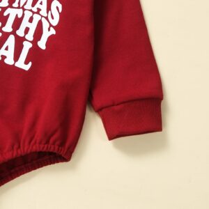 Kodaruber Infant Baby Girl Boy Christmas Outfit Letter Print Sweatshirt Romper Newborn Long Sleeve Onesie Fall Winter Clothes(Wine Red,6-12 Months)