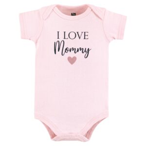 Hudson Baby Unisex Baby Cotton Bodysuits, Girl Mommy Pink Navy, 6-9 Months