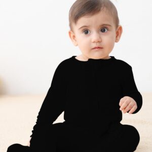 GUISBY Pajamas Baby Girl, One-Piece Long Sleeve with Zipper Sleepers Pjs for Boy Black 0-3 Months