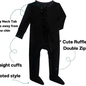 GUISBY Pajamas Baby Girl, One-Piece Long Sleeve with Zipper Sleepers Pjs for Boy Black 0-3 Months