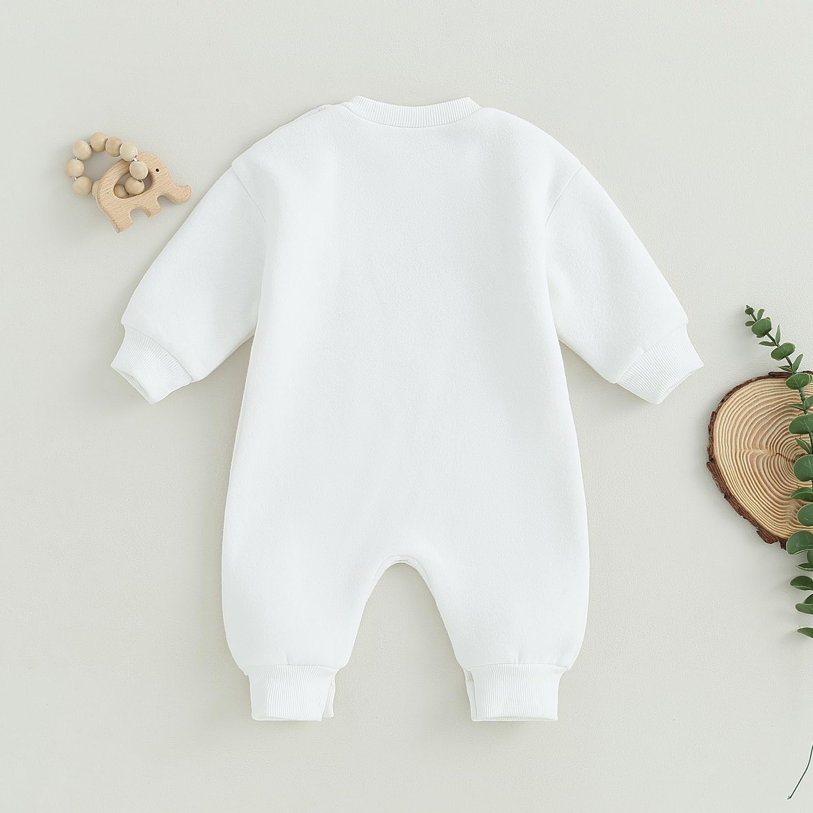 Twopumpkin Newborn Baby Boy Warm Sweatshirt Onesie Romper Long Sleeve Fleece Sweater Jumpsuit Winter Snow Outfit Clothes (Warm Fleece Little Dude White, 12-18 Months)